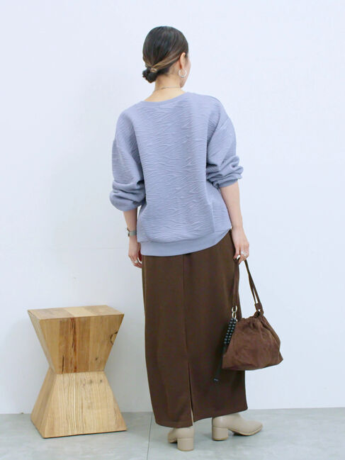 Samansa Mos2 blue「ジャガードダンボールプルオーバー」|Tシャツ・カットソー|