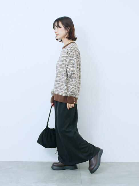 Samansa Mos2 blue「もちもちジャガードニットプルオーバー」|ニット・セーター|