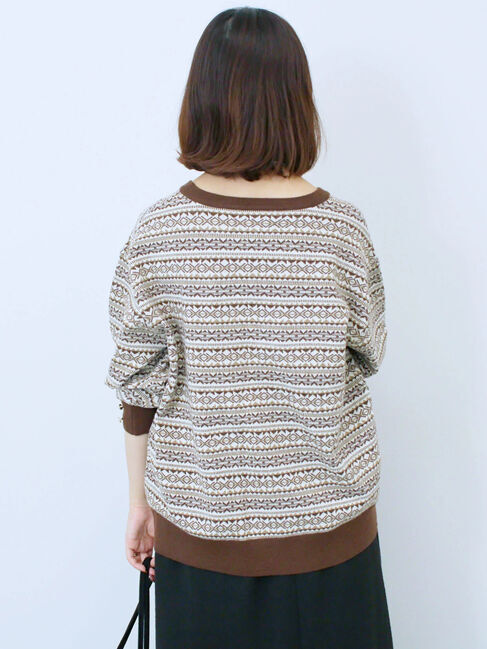 Samansa Mos2 blue「もちもちジャガードニットプルオーバー」|ニット・セーター|