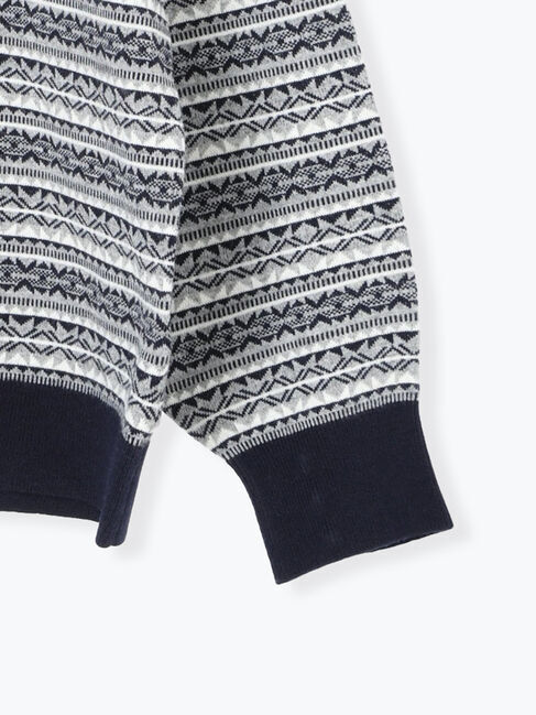 Samansa Mos2 blue「もちもちジャガードニットプルオーバー」|ニット・セーター|