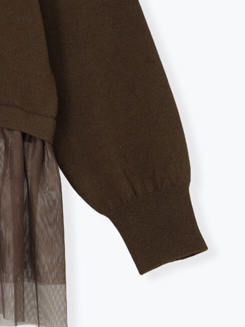 Samansa Mos2 blue「ペプラムチュールニットカーディガン」|カーディガン|