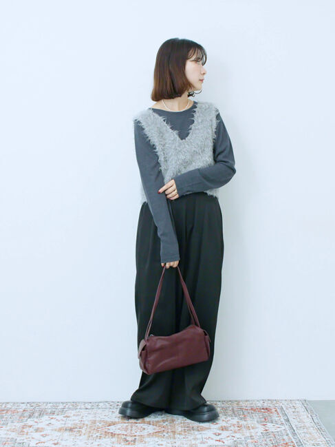 Samansa Mos2 blue「ラメリブプルオーバー」|Tシャツ・カットソー|