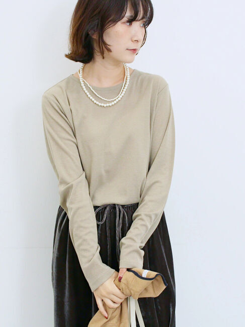 Samansa Mos2 blue「ラメリブプルオーバー」|Tシャツ・カットソー|