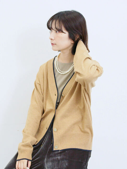 Samansa Mos2 blue「ラメリブプルオーバー」|Tシャツ・カットソー|