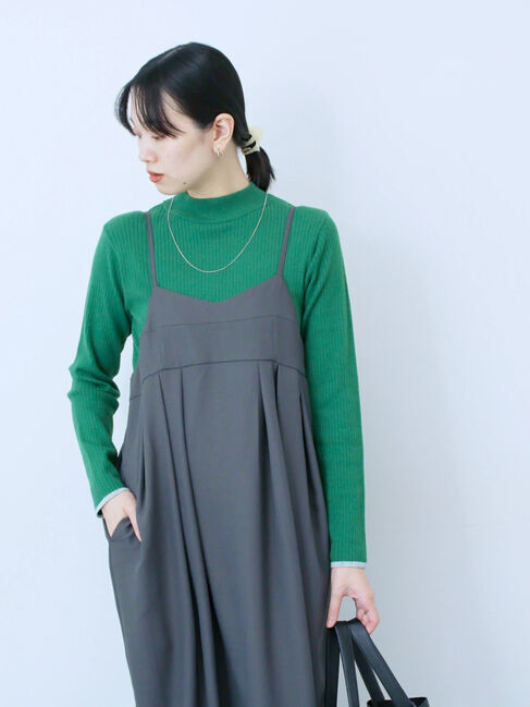 Samansa Mos2 blue「タック入りコクーンジャンスカ」|ワンピース|