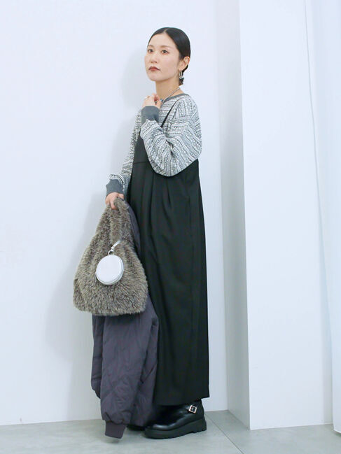 Samansa Mos2 blue「タック入りコクーンジャンスカ」|ワンピース|