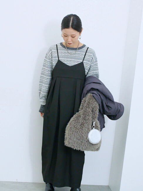 Samansa Mos2 blue「タック入りコクーンジャンスカ」|ワンピース|