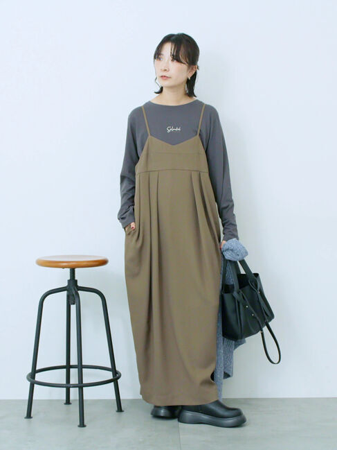 Samansa Mos2 blue「タック入りコクーンジャンスカ」|ワンピース|