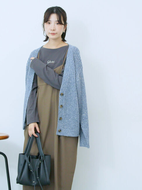 Samansa Mos2 blue「タック入りコクーンジャンスカ」|ワンピース|