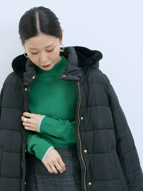 Samansa Mos2 blue「スタイルアップパデットコート」|その他|