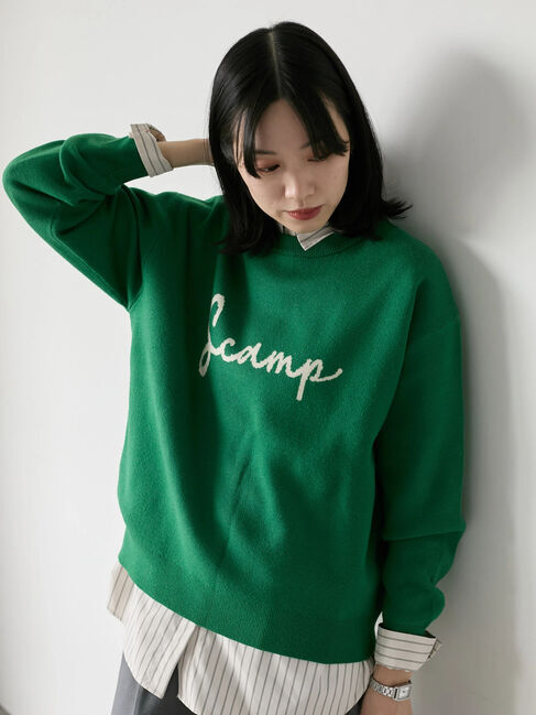 Samansa Mos2 blue「【Hug knit】ロゴプルオーバー」|ニット・セーター|