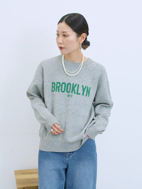 Samansa Mos2 blue「【Hug knit】ロゴプルオーバー」|ニット・セーター|