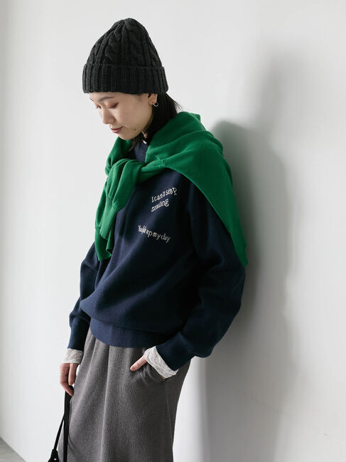 Samansa Mos2 blue「【Hug knit】ロゴプルオーバー」|ニット・セーター|