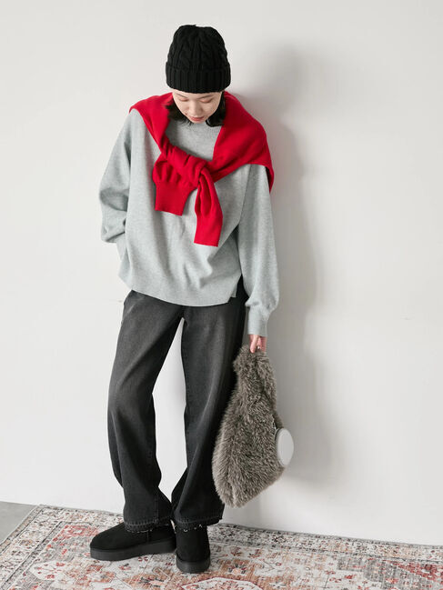 Samansa Mos2 blue「【Hug knit】袖ボリュームハイネックプルオーバー」|ニット・セーター|