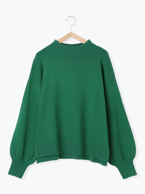 Samansa Mos2 blue「【Hug knit】袖ボリュームハイネックプルオーバー」|ニット・セーター|