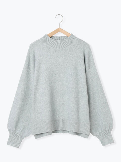 Samansa Mos2 blue「【Hug knit】袖ボリュームハイネックプルオーバー」|ニット・セーター|