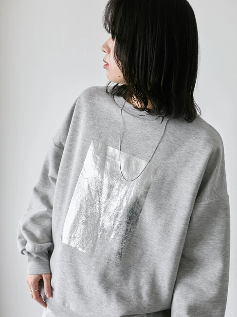 Samansa Mos2 blue「◎箔プリントスウェット」|Tシャツ・カットソー|