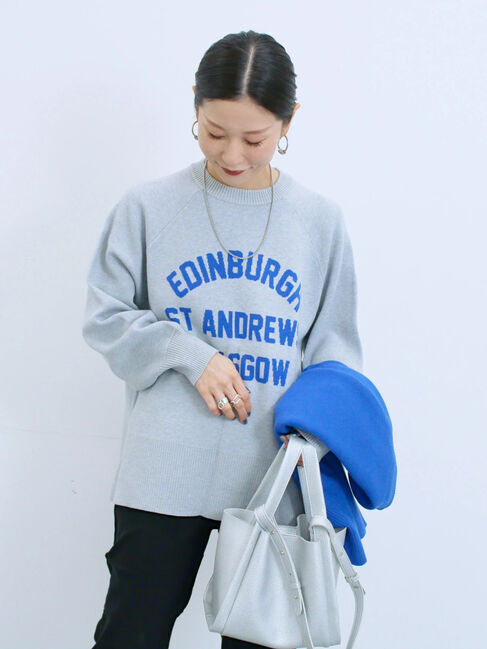 Samansa Mos2 blue「ロゴニットプルオーバー」|ニット・セーター|