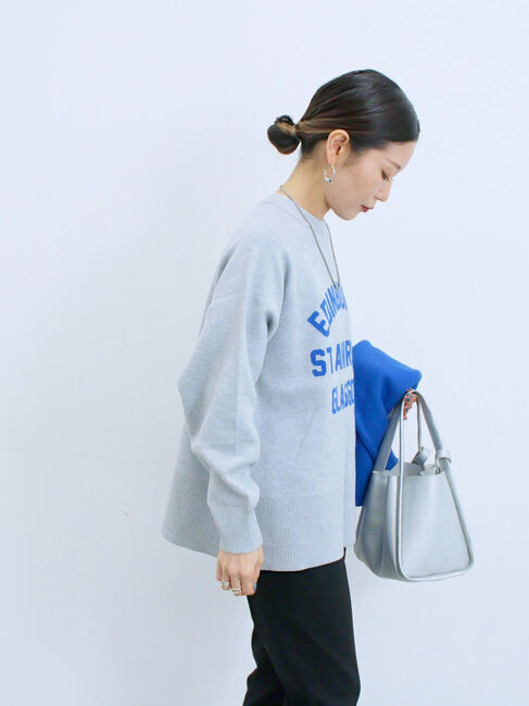 Samansa Mos2 blue「ロゴニットプルオーバー」|ニット・セーター|