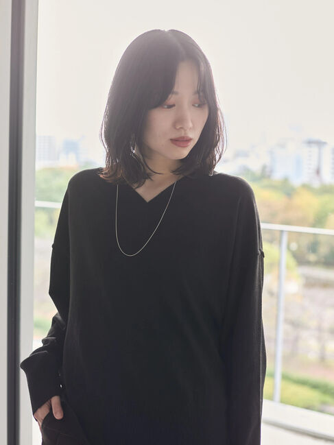 Samansa Mos2 blue「◎Vネックニットプルオーバー」|ニット・セーター|ブラック