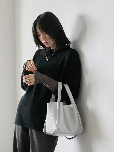 Samansa Mos2 blue「【帯電防止】袖口レースプルオーバー」|Tシャツ・カットソー|