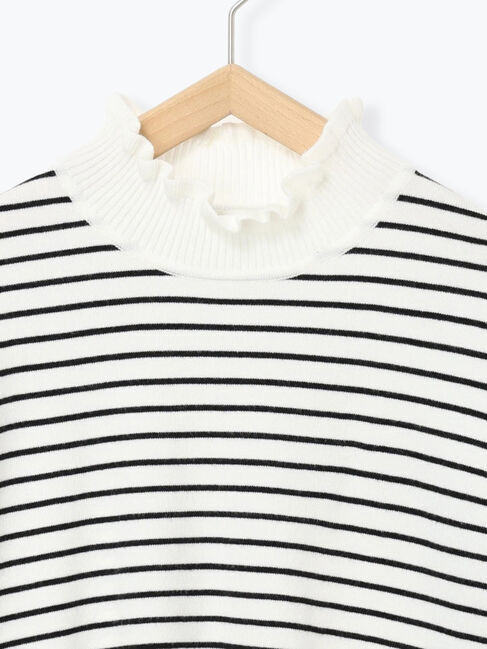 Samansa Mos2 blue「フリル衿ニットプルオーバー」|ニット・セーター|