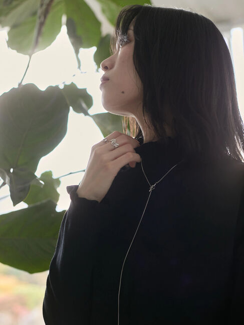 Samansa Mos2 blue「フリル衿ニットプルオーバー」|ニット・セーター|