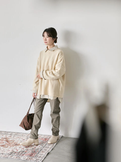 Samansa Mos2 blue「裏起毛ストレッチパンツ」|その他|