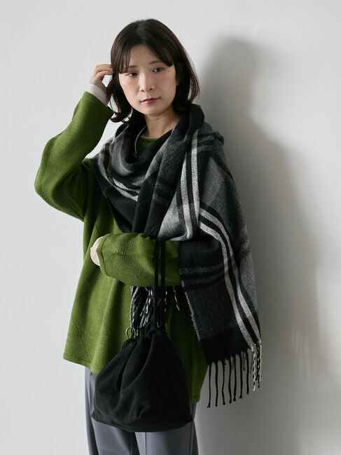 Samansa Mos2 blue「チェックマフラー」|その他|