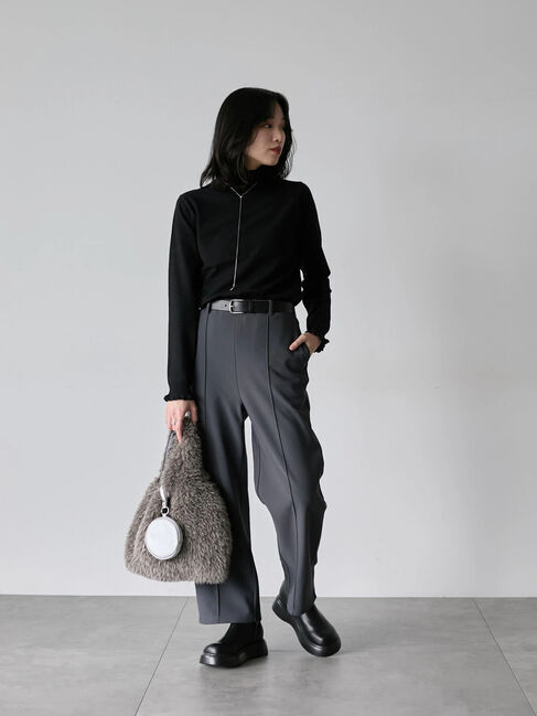 Samansa Mos2 blue「カットジョーゼット裏ボンディングパンツ」|その他|