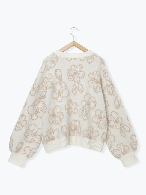 Samansa Mos2 blue「花柄シャギーニットプルオーバー」|ニット・セーター|