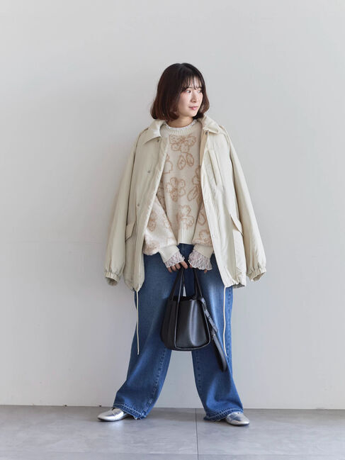 Samansa Mos2 blue「襟付中綿ブルゾン」|ブルゾン・スタジャン|