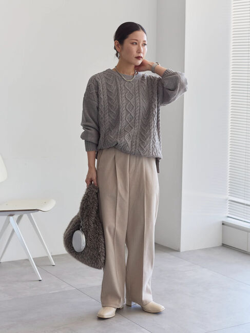 Samansa Mos2 blue「ヘリンボーンストレートパンツ」|その他|