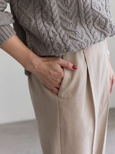 Samansa Mos2 blue「ヘリンボーンストレートパンツ」|その他|