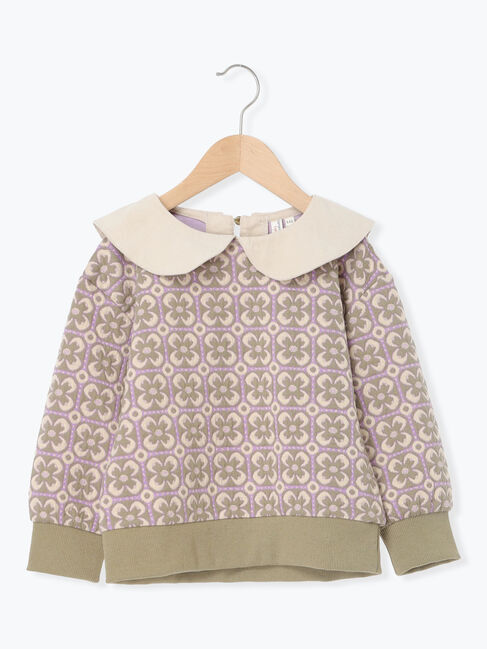 Samansa Mos2 Lagom「花柄ジャカードプルオーバー(セットアップ可)」|Tシャツ・カットソー|カーキ