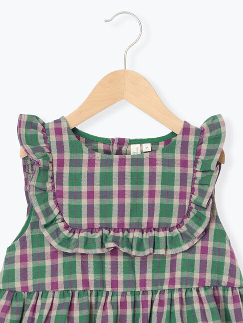 Samansa Mos2 Lagom「ヨークフリルチェックジャンバースカート」|ワンピース|