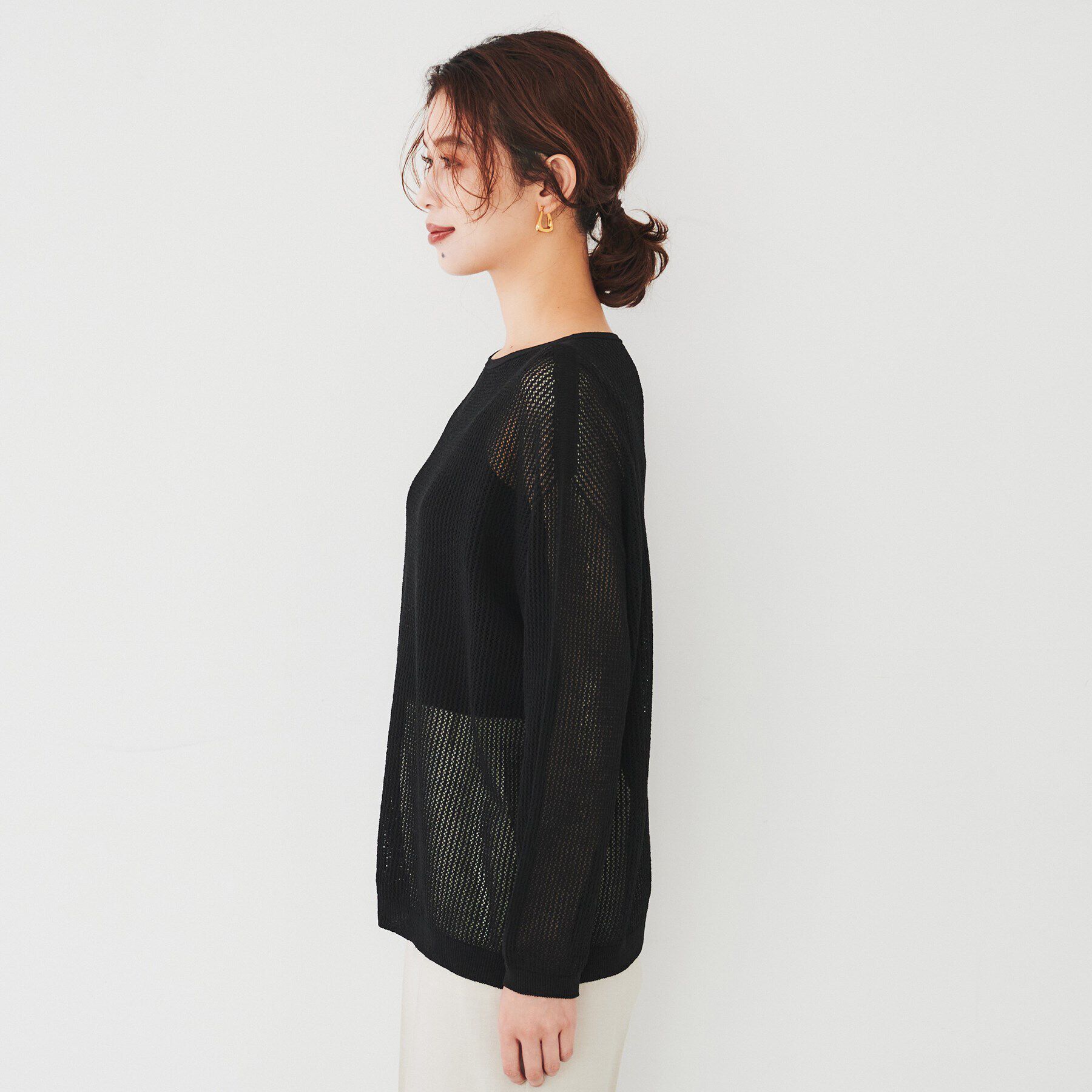 UNTITLED「【ストレッチ/程よい肌見せ】ハイゲージメッシュニット」|ニット・セーター|