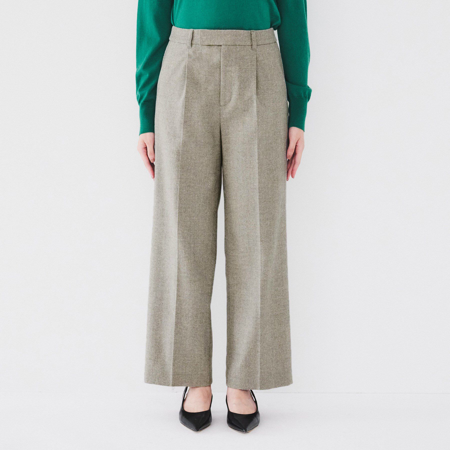 UNTITLED「【日本製/ストレート/センタープレス】ネップへリンボン ワイドパンツ」|その他|