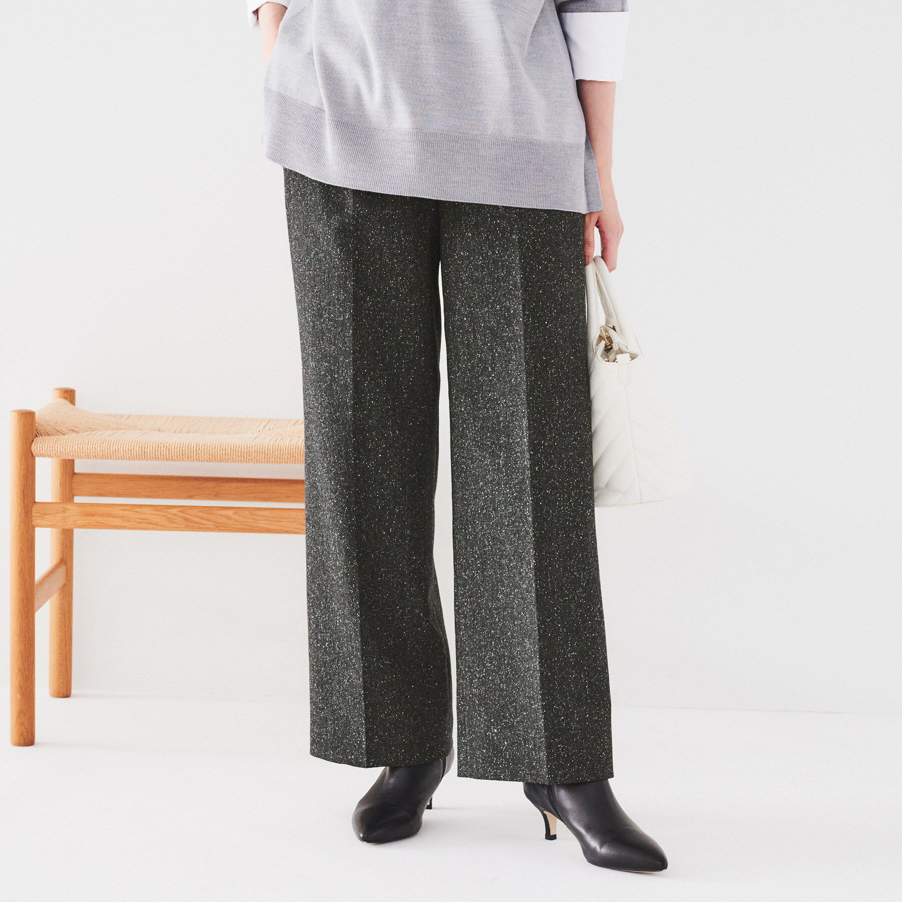 UNTITLED「【日本製/ストレート/センタープレス】ネップへリンボン ワイドパンツ」|その他|