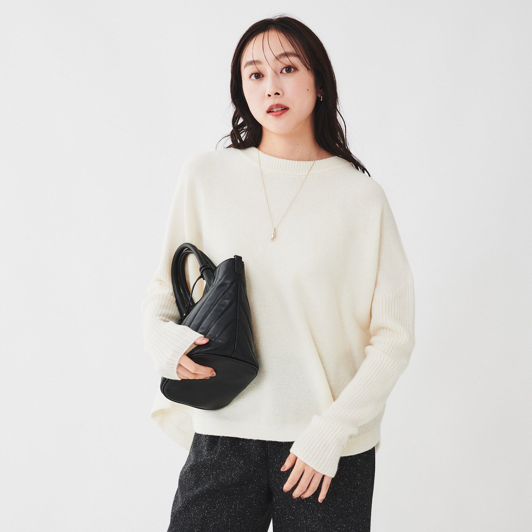 UNTITLED「ウールシルクカシミヤミックス ボートネックプルオーバーニット」|ニット・セーター|