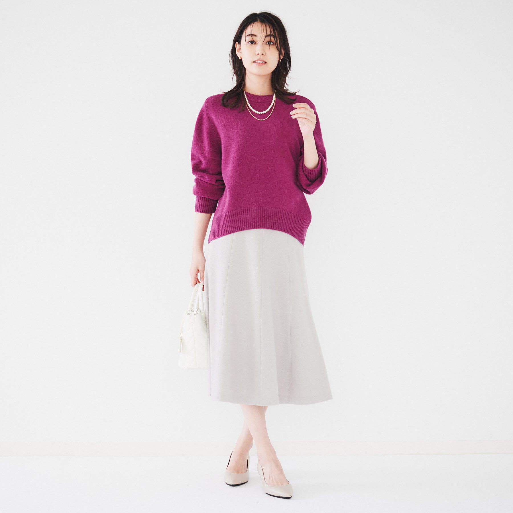 UNTITLED「ラムウールカシミヤ パフスリーブプルオーバーニット」|ニット・セーター|