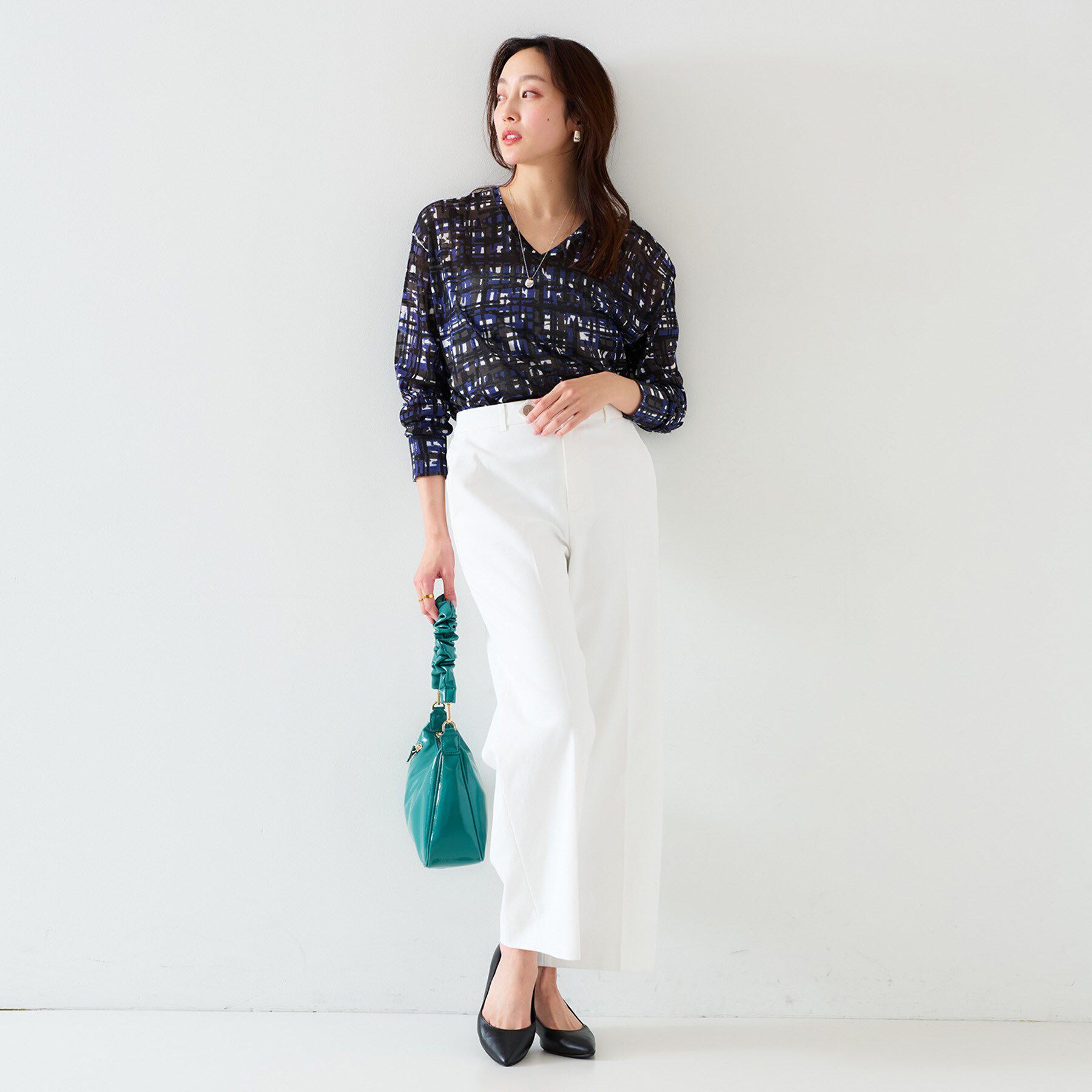 UNTITLED「【セットアップ可能/アンサンブル可能/シアー】チェックプリント プルオーバーニット」|ニット・セーター|