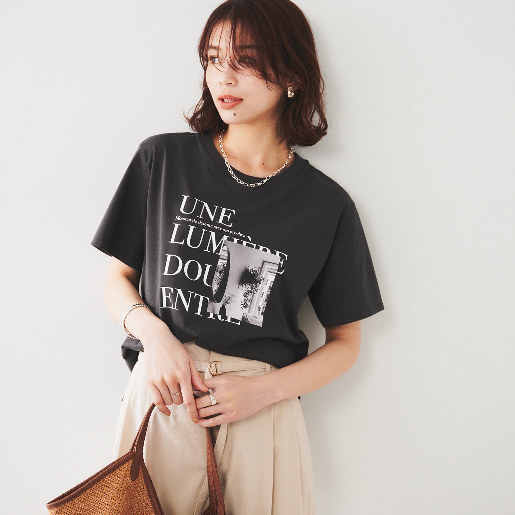 UNTITLED「【ロゴT/プリントT】グラフィックTシャツ」|Tシャツ・カットソー|チャコールグレー(1