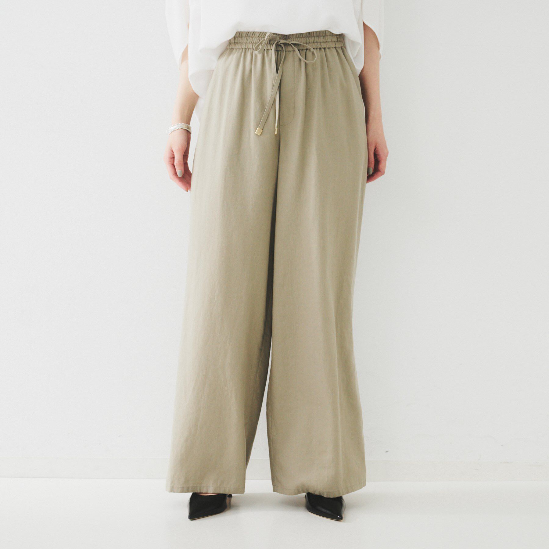 UNTITLED「【ウエストゴム/洗える/オンオフ】ドロストワイドパンツ」|その他|