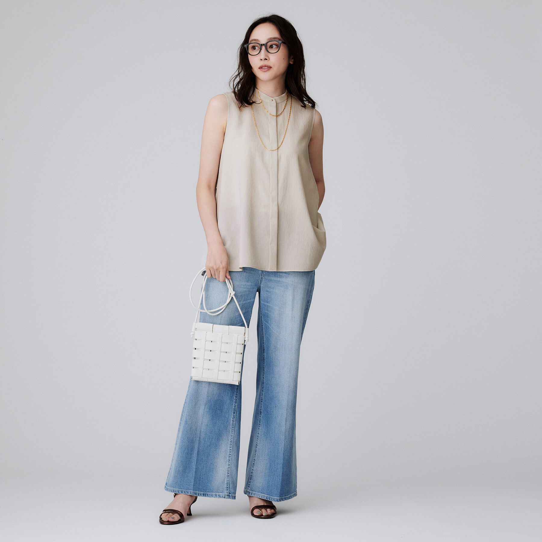 UNTITLED「【接触冷感/吸水速乾】フレアバックシャンブラウス」|シャツ・ブラウス|