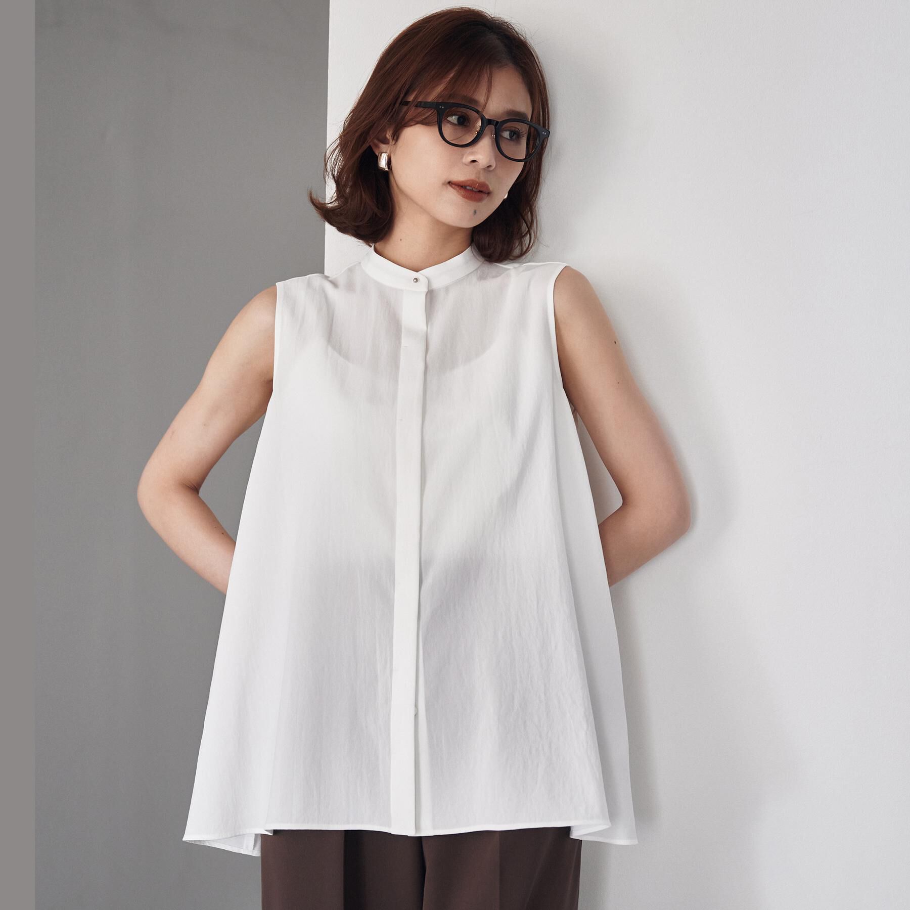 UNTITLED「【接触冷感/吸水速乾】フレアバックシャンブラウス」|シャツ・ブラウス|