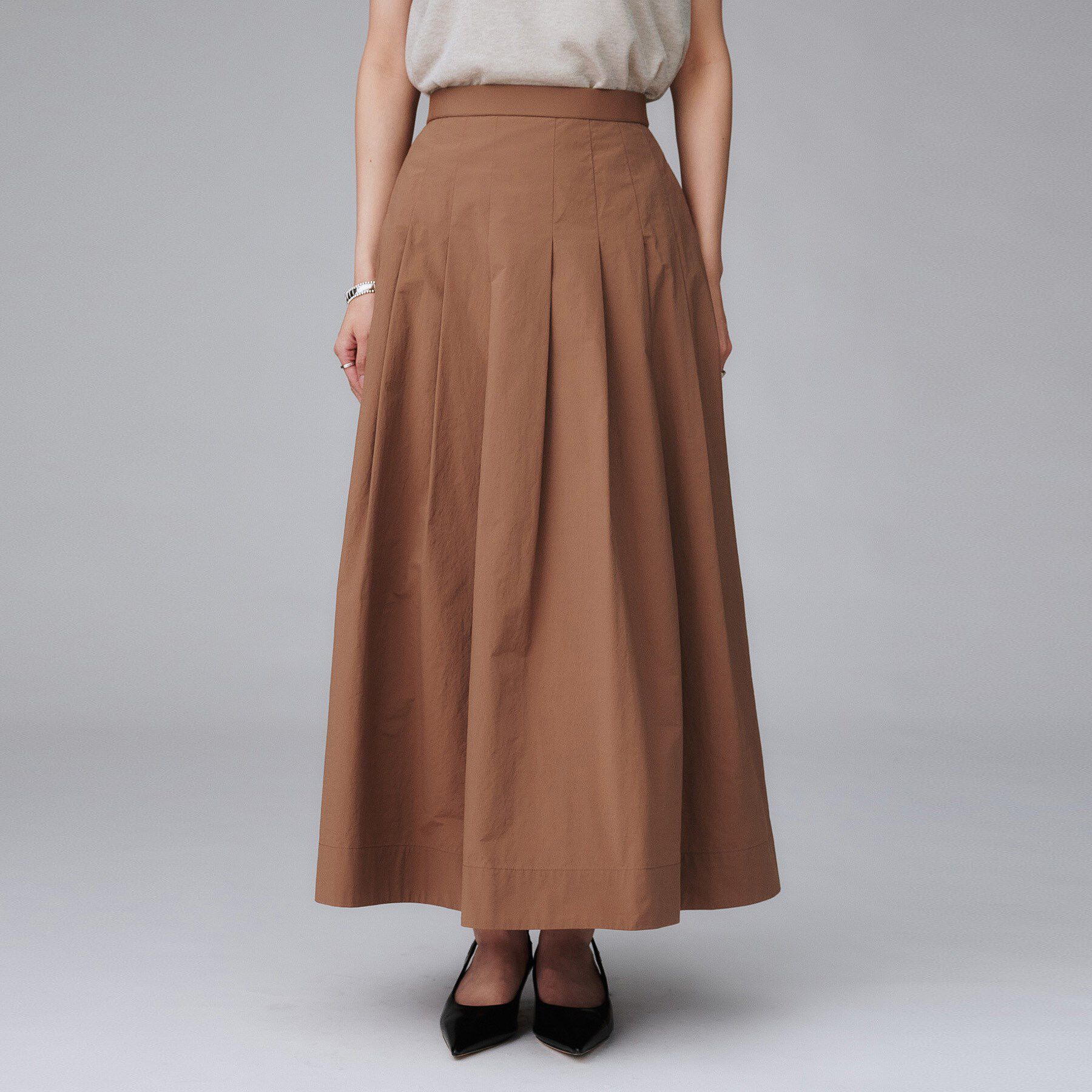 UNTITLED「【後ろウエストゴム/セットアップ可】ファブリカタックスカート」|スカート|