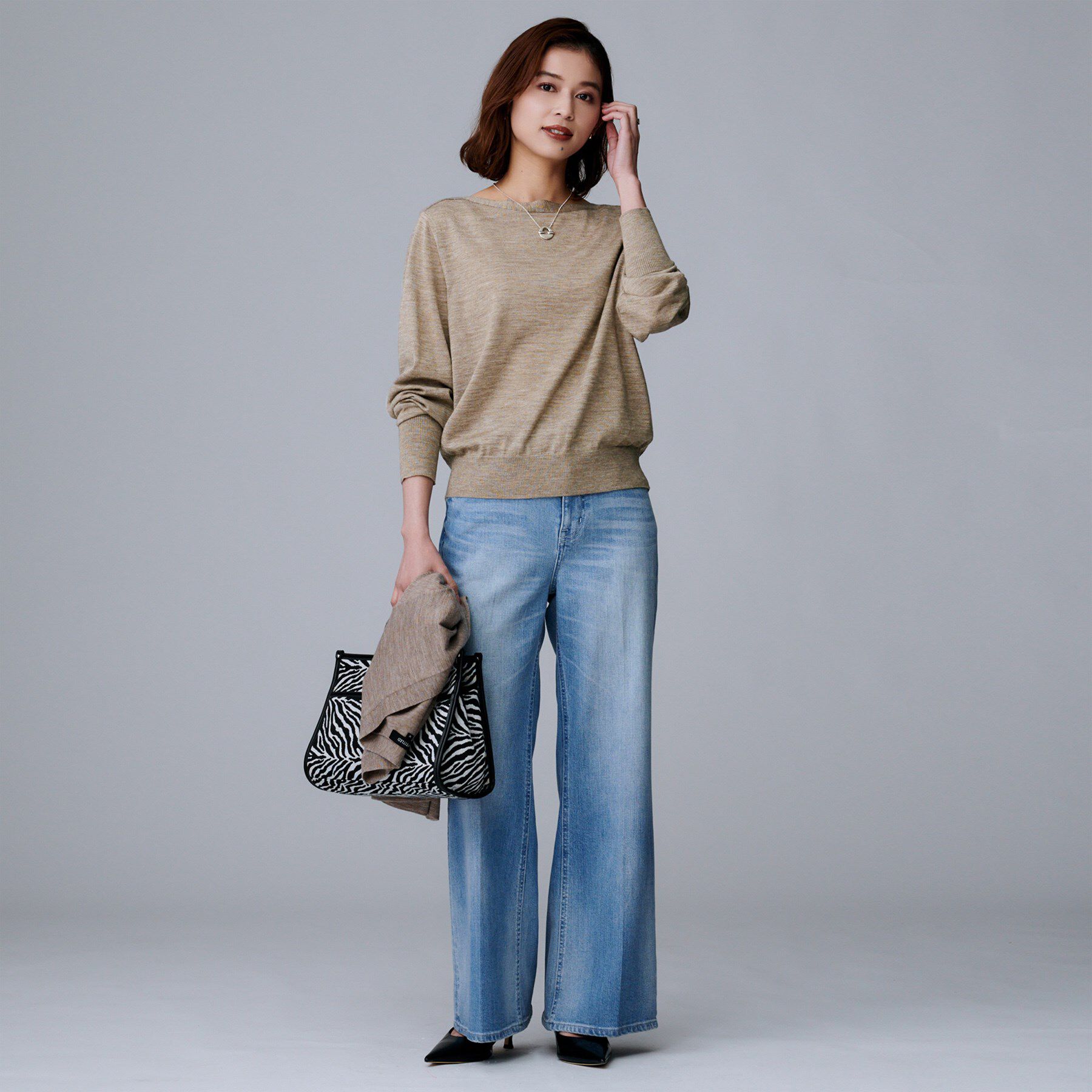 UNTITLED「【アンサンブル可/洗える】シルクウールカシミヤ ドルマンスリーブニット」|ニット・セーター|