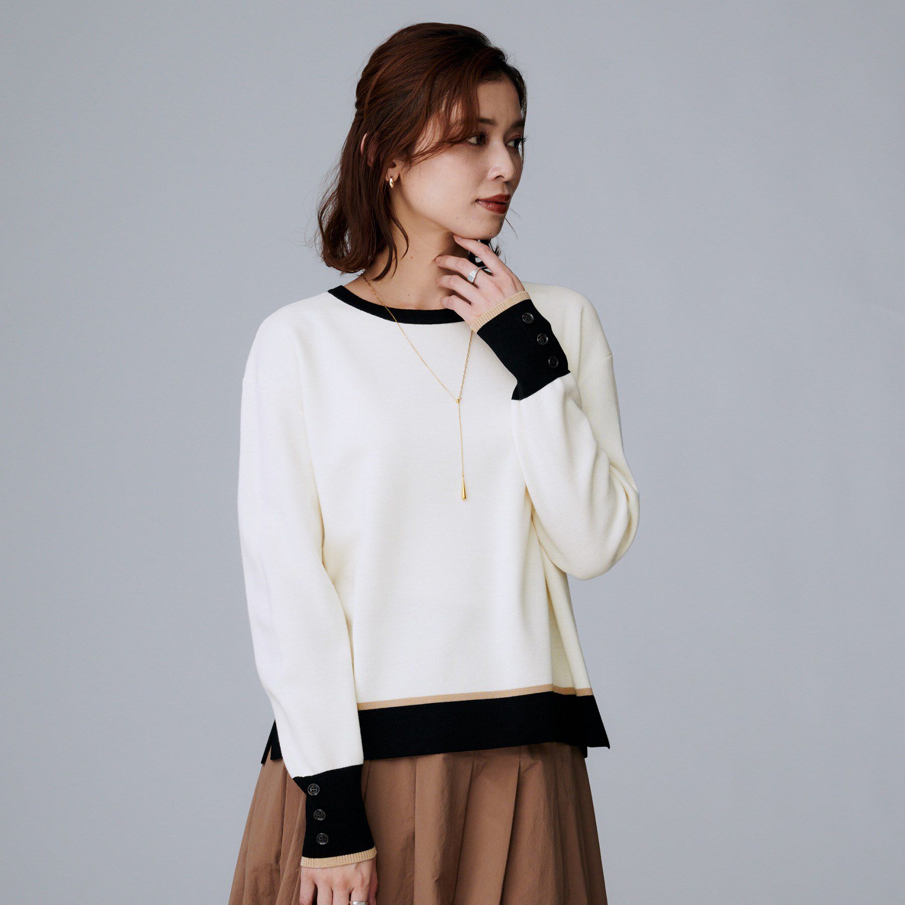 UNTITLED「【アンサンブル可/洗える】ウールミラノリブニット」|ニット・セーター|