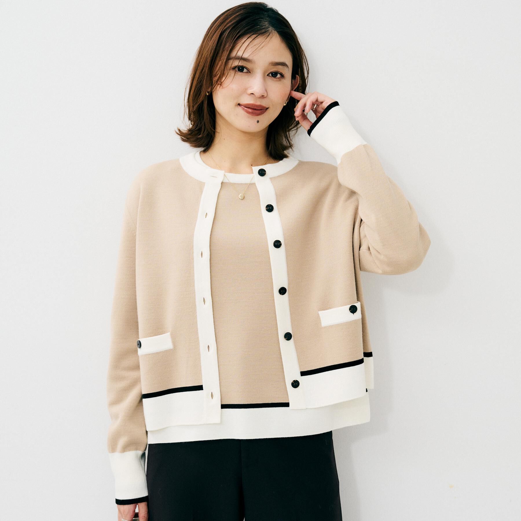 UNTITLED「【アンサンブル可/ジャケット風】ウールミラノリブカーディガン」|カーディガン|